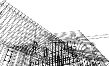 Mimari sanat konseptinde soyut çizgiler, minimum geometrik şekiller.