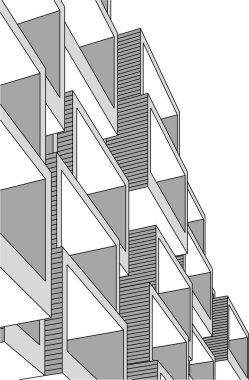 Mimari sanat konseptinde soyut çizgiler, minimum geometrik şekiller. 
