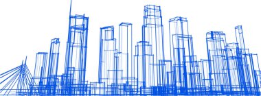 Mimari sanat konseptinde soyut çizgiler, minimum geometrik şekiller.