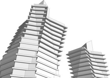 Mimari sanat konseptinde soyut çizgiler, minimum geometrik şekiller. 