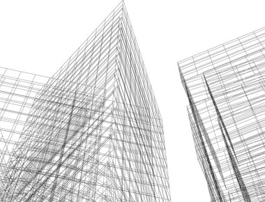 Arkaplanda mimari bina 3d illüstrasyon