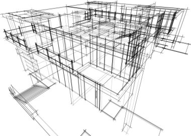 Mimari sanat konseptinde soyut çizgiler, minimum geometrik şekiller.