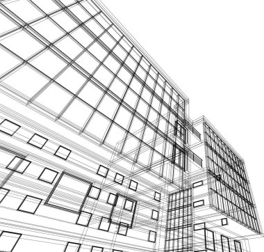 Mimari sanat konseptinde soyut çizgiler, minimum geometrik şekiller. 