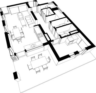 Mimari sanat konseptinde soyut çizgiler, minimum geometrik şekiller.