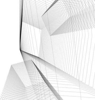 Mimari sanat konseptinde soyut çizgiler, minimum geometrik şekiller. 