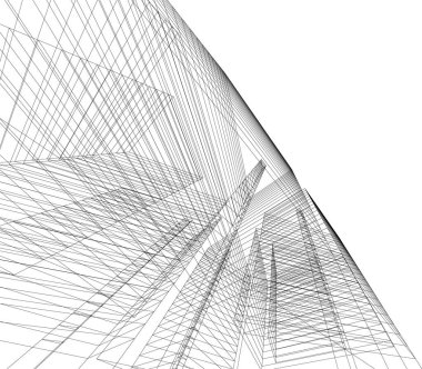 Mimari sanat konseptinde soyut çizgiler, minimum geometrik şekiller. 