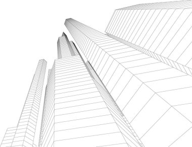 Mimari sanat konseptinde soyut çizgiler, minimum geometrik şekiller. 