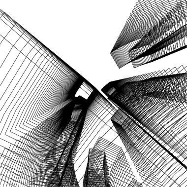 Mimari sanat konseptinde soyut çizgiler, minimum geometrik şekiller. 