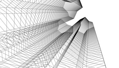 Mimari sanat konseptinde soyut çizgiler, minimum geometrik şekiller.