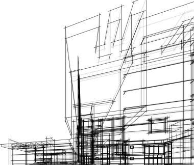 Mimari sanat konseptinde soyut çizgiler, minimum geometrik şekiller.