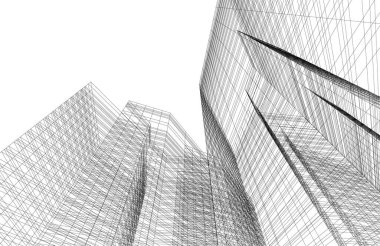 Mimari sanat konseptinde soyut çizgiler, minimum geometrik şekiller.