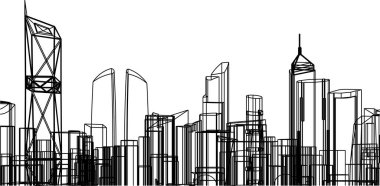 Arkaplanda mimari bina 3d illüstrasyon