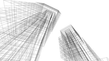 Mimari sanat konseptinde soyut çizgiler, minimum geometrik şekiller.