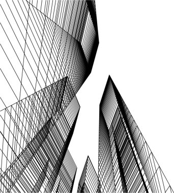 Mimari sanat konseptinde soyut çizgiler, minimum geometrik şekiller. 