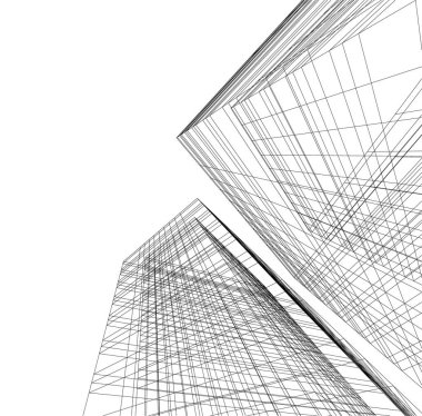 Mimari sanat konseptinde soyut çizgiler, minimum geometrik şekiller. 