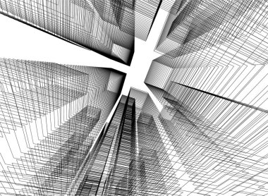 Mimari sanat konseptinde soyut çizgiler, minimum geometrik şekiller. 