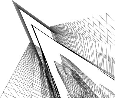 Mimari sanat konseptinde soyut çizgiler, minimum geometrik şekiller. 