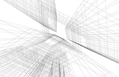 Mimari sanat konseptinde soyut çizgiler, minimum geometrik şekiller.