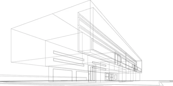 Abstracte Tekenlijnen Architectonisch Kunstconcept Minimale Geometrische Vormen — Stockvector