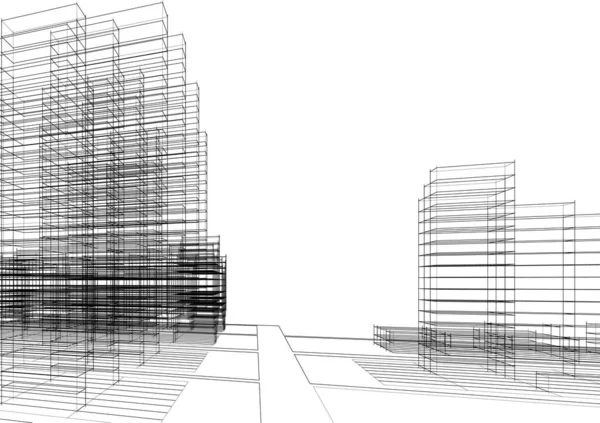 Abstraktní Kreslicí Čáry Architektonickém Pojetí Minimální Geometrické Tvary — Stockový vektor