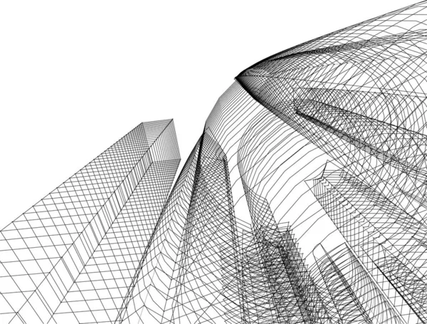 Abstrakcyjne Linie Rysunku Koncepcji Sztuki Architektonicznej Minimalne Kształty Geometryczne — Wektor stockowy