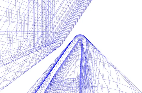 Elvont Rajzvonalak Építészeti Képzőművészetben Minimális Geometriai Formák — Stock Vector