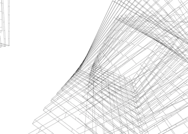 Líneas Abstractas Dibujo Concepto Arte Arquitectónico Formas Geométricas Mínimas — Archivo Imágenes Vectoriales