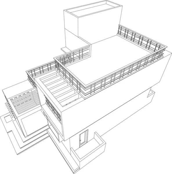 Abstrakte Zeichnungslinien Architektonischen Kunstkonzept Minimale Geometrische Formen — Stockvektor