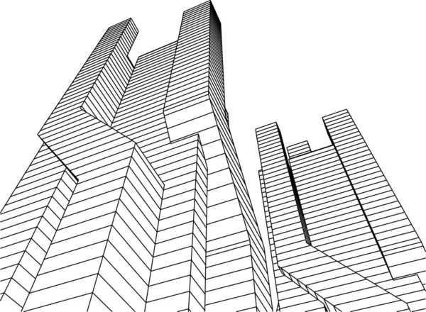 Abstrakta Teckningslinjer Arkitektonisk Konst Koncept Minimala Geometriska Former — Stock vektor