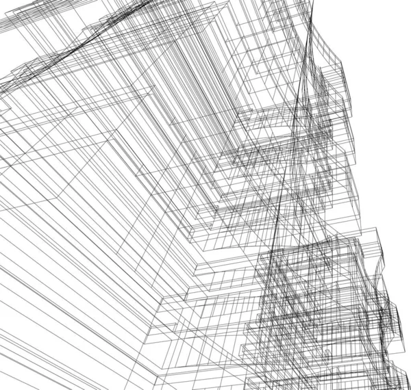 Líneas Abstractas Dibujo Concepto Arte Arquitectónico Formas Geométricas Mínimas — Archivo Imágenes Vectoriales