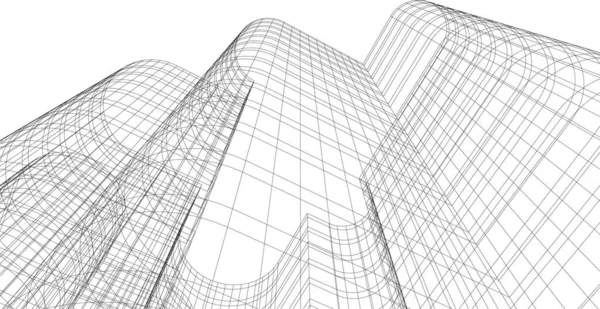 白を基調とした建築美術の構想における抽象画線 最小限の幾何学的形状 — ストックベクタ