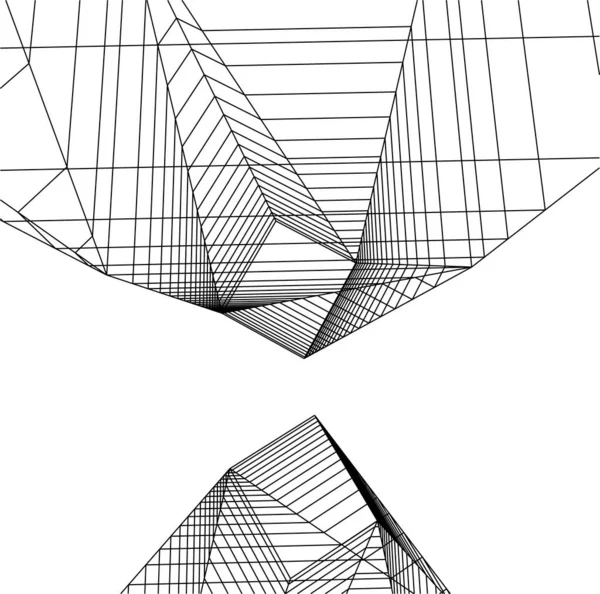 Líneas Abstractas Dibujo Concepto Arte Arquitectónico Formas Geométricas Mínimas — Vector de stock