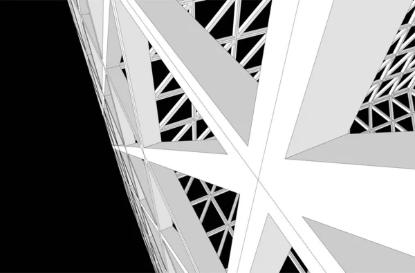 Abstracte Tekenlijnen Architectonisch Kunstconcept Minimale Geometrische Vormen — Stockvector