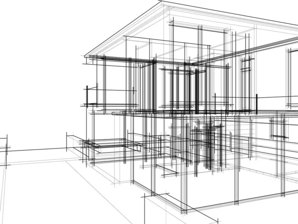 Elvont Rajzvonalak Építészeti Képzőművészetben Minimális Geometriai Formák — Stock Vector