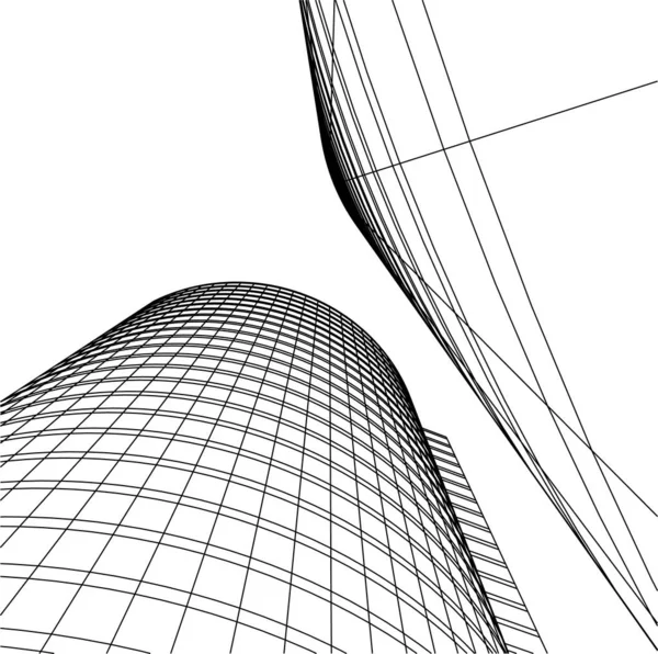 Linhas Abstratas Desenho Conceito Arte Arquitetônica Formas Geométricas Mínimas — Vetor de Stock