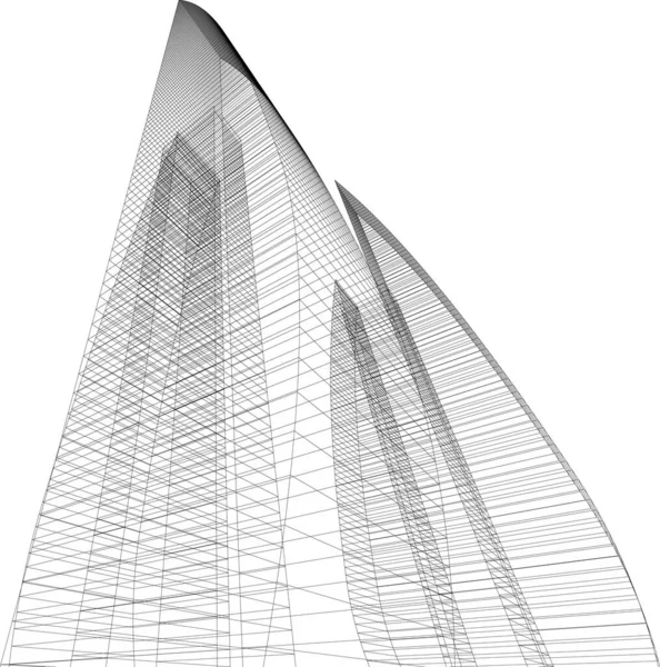 Abstrakta Teckningslinjer Arkitektonisk Konst Koncept Minimala Geometriska Former — Stock vektor