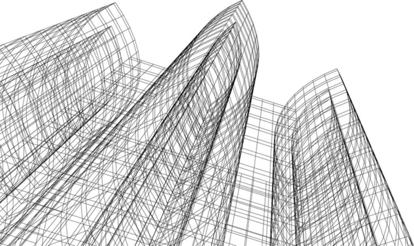 Abstrakcyjne Linie Rysunku Koncepcji Sztuki Architektonicznej Minimalne Kształty Geometryczne — Wektor stockowy