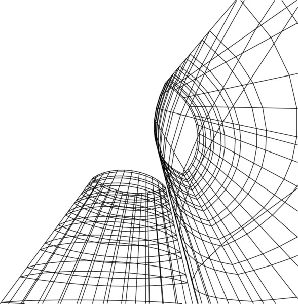 Abstracte Tekenlijnen Architectonisch Kunstconcept Minimale Geometrische Vormen — Stockvector