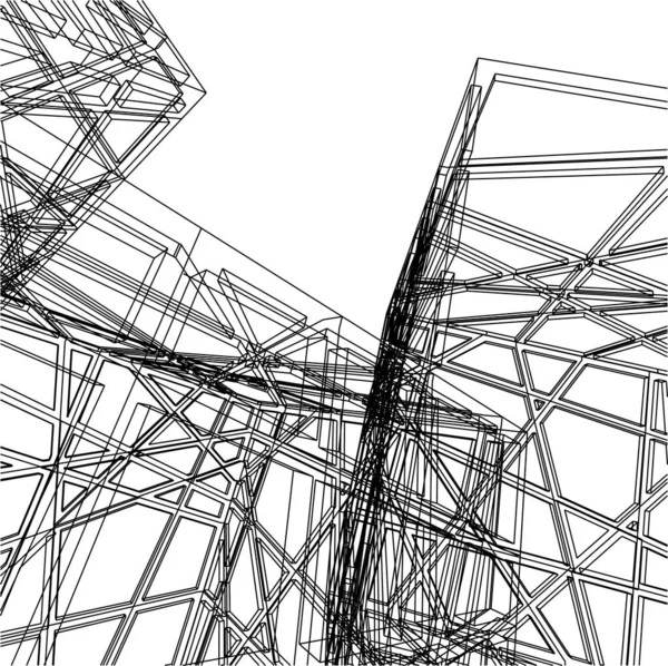 建筑艺术概念中的抽象绘图线 最小几何形状 — 图库矢量图片
