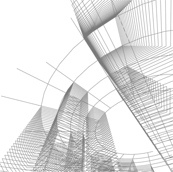 Líneas Abstractas Dibujo Concepto Arte Arquitectónico Formas Geométricas Mínimas — Vector de stock