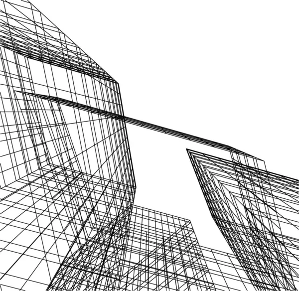 Linhas Abstratas Desenho Conceito Arte Arquitetônica Formas Geométricas Mínimas — Vetor de Stock