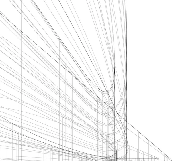 Líneas Abstractas Dibujo Concepto Arte Arquitectónico Formas Geométricas Mínimas — Vector de stock