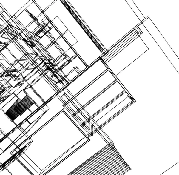 Abstrakte Zeichnungslinien Architektonischen Kunstkonzept Minimale Geometrische Formen — Stockvektor