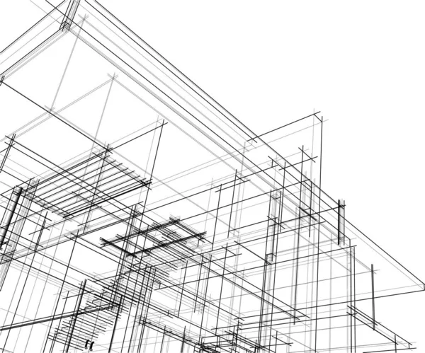 Abstracte Tekenlijnen Architectonisch Kunstconcept Minimale Geometrische Vormen — Stockvector