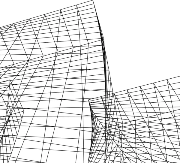 Abstrakcyjne Linie Rysunku Koncepcji Sztuki Architektonicznej Minimalne Kształty Geometryczne — Wektor stockowy