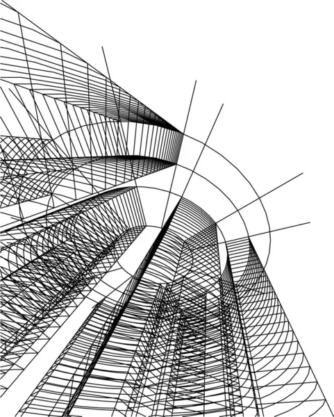 Linee Disegno Astratte Nel Concetto Arte Architettonica Forme Geometriche Minime — Vettoriale Stock