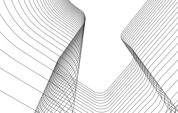 Abstrakcyjne Linie Rysunku Koncepcji Sztuki Architektonicznej Minimalne Kształty Geometryczne — Wektor stockowy