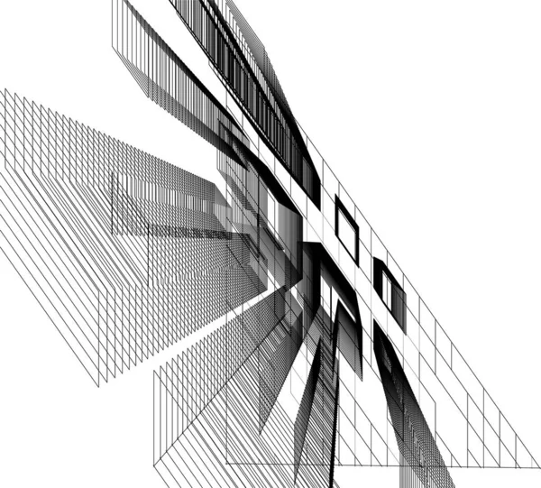 Líneas Abstractas Dibujo Concepto Arte Arquitectónico Formas Geométricas Mínimas — Vector de stock