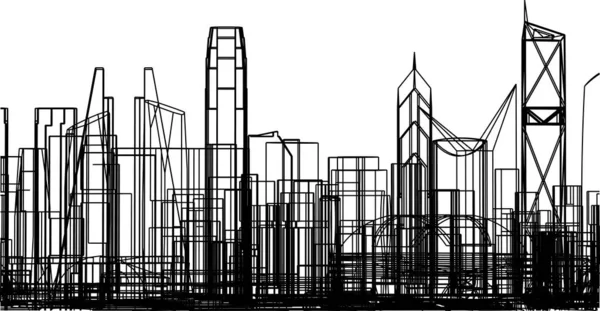 Abstrakcyjne Linie Rysunku Koncepcji Sztuki Architektonicznej Minimalne Kształty Geometryczne — Wektor stockowy