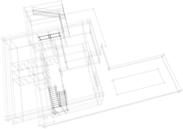 Abstrakcyjne Linie Rysunku Koncepcji Sztuki Architektonicznej Minimalne Kształty Geometryczne — Wektor stockowy